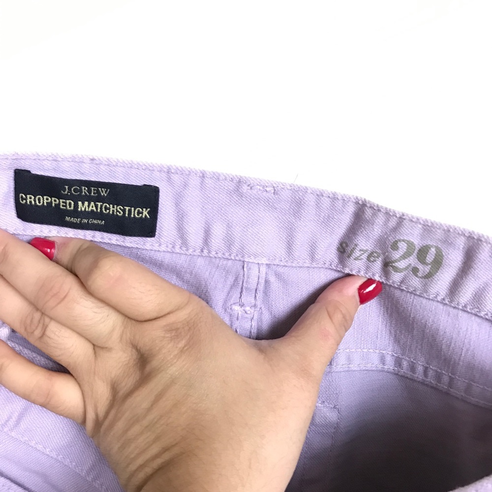 J.CREW CROPPED MATCHSTICK LILAC JEANS  29 - Picture 8 of 8